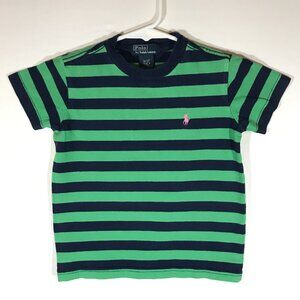 Polo By Ralph Lauren Toddler's 3/3T Green Blue Stripe Short Sleeve T-Shirt